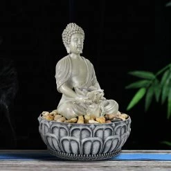 Watnature 11.4 in. Resin Buddha Fountain, Buddha Tabletop Water Fountain with LED Light and Circular Water Flow for Good Luck Keep -Algreen Sales Store watnature tabletop fountains b xtq2600 4f 1000
