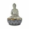 Watnature 11.4 in. Resin Buddha Fountain, Buddha Tabletop Water Fountain with LED Light and Circular Water Flow for Good Luck Keep