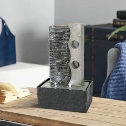 Watnature 9.4 in. Resin Indoor Waterfall Fountain, Modern Tabletop Fountains Designed with 3 LED Lights Relaxation 11 Watnature 9.4 in. Resin Indoor Waterfall Fountain, Modern Tabletop Fountains Designed with 3 LED Lights Relaxation -Algreen Sales Store watnature tabletop fountains b xtq6901 44 1000