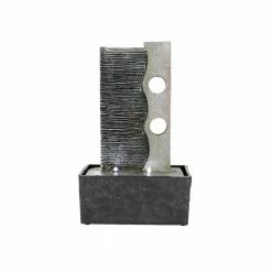 Watnature 9.4 in. Resin Indoor Waterfall Fountain, Modern Tabletop Fountains Designed with 3 LED Lights Relaxation