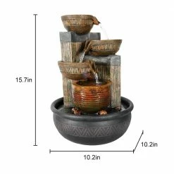 Watnature 15.7 in. Resin Indoor Water Fountain, 5-Step Relaxation Waterfall Tabletop Fountain with LED Light for Office, House -Algreen Sales Store watnature tabletop fountains b yds31003 44 1000