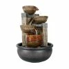 Watnature 15.7 in. Resin Indoor Water Fountain, 5-Step Relaxation Waterfall Tabletop Fountain with LED Light for Office, House