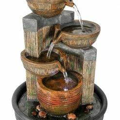 Watnature 15.7 in. Resin Indoor Water Fountain, 5-Step Relaxation Waterfall Tabletop Fountain with LED Light for Office, House -Algreen Sales Store watnature tabletop fountains b yds31003 76 1000