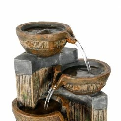 Watnature 15.7 in. Resin Indoor Water Fountain, 5-Step Relaxation Waterfall Tabletop Fountain with LED Light for Office, House -Algreen Sales Store watnature tabletop fountains b yds31003 fa 1000