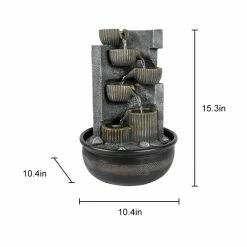 Watnature Resin Tabletop Water Fountain - 15.3in 7-tier Indoor Relaxing Waterfall Feature with LED Lights for Office, Room Decor -Algreen Sales Store watnature tabletop fountains b yds31015 fa 1000