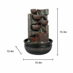 Watnature Resin Indoor Tabletop Fountain -15.3in 7-tier Relaxing Waterfall Feature with LED Lights for Office, Room, House Decor -Algreen Sales Store watnature tabletop fountains b yds31015 g 44 1000