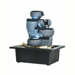 Watnature 4-Tier Indoor Desktop Water Fountain with LED Lights- Portable Tabletop Decorative Waterfall Kit -Algreen Sales Store watnature tabletop fountains right 8879 44 1000