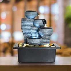 Watnature 4-Tier Indoor Desktop Water Fountain with LED Lights- Portable Tabletop Decorative Waterfall Kit -Algreen Sales Store watnature tabletop fountains right 8879 4f 1000