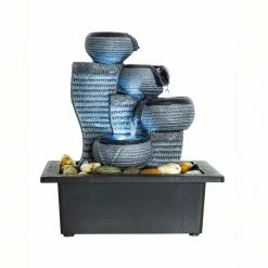 Watnature 4-Tier Indoor Desktop Water Fountain with LED Lights- Portable Tabletop Decorative Waterfall Kit