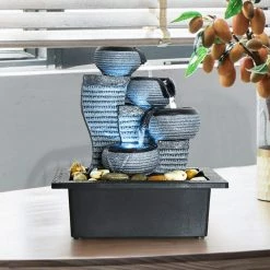Watnature 4-Tier Indoor Desktop Water Fountain with LED Lights- Portable Tabletop Decorative Waterfall Kit -Algreen Sales Store watnature tabletop fountains right 8879 c3 1000