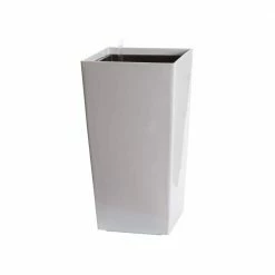 Algreen Modena 30 in. Square Gloss White Plastic Self Watering Planter